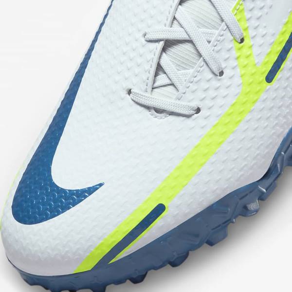 Grey / Light Blue / Dark Blue Men's Nike Phantom GT2 Academy Dynamic Fit TF Turf Football Shoes | NK632NTS