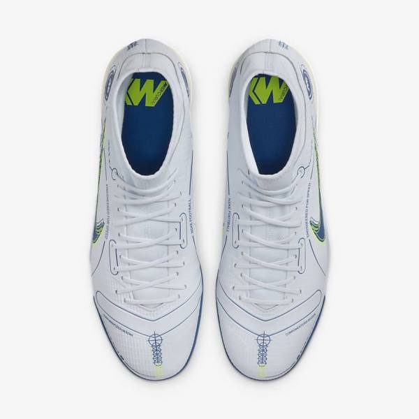 Grey / Light Blue / Dark Blue Women's Nike Mercurial Superfly 8 Academy TF Turf Football Shoes | NK568NAI