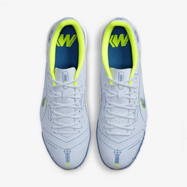 Grey / Light Blue / Dark Blue Women's Nike Mercurial Vapor 14 Academy TF Turf Football Shoes | NK680FJL