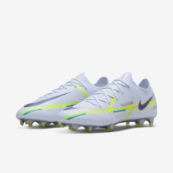 Grey / Light Blue Men's Nike Phantom GT2 Elite FG Firm-Ground Football Shoes | NK756AXD