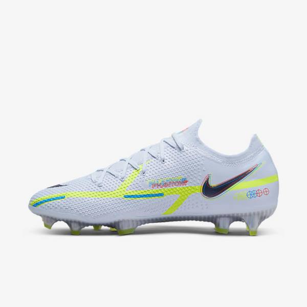 Grey / Light Blue Men\'s Nike Phantom GT2 Elite FG Firm-Ground Football Shoes | NK756AXD