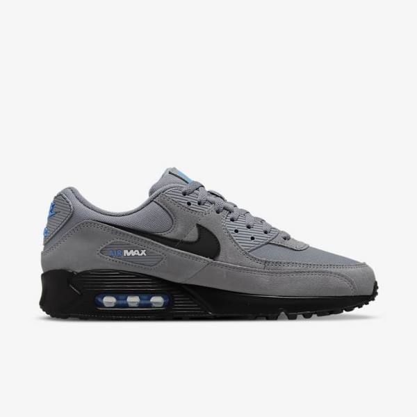 Grey / Light Blue / Metal Silver / Black Men's Nike Air Max 90 Sneakers | NK185CAG