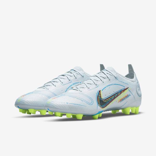 Grey / Light Blue / Orange / Blue Women's Nike Mercurial Vapor 14 Elite AG Artificial-Grounds Football Shoes | NK143LMU