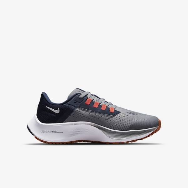 Grey / Navy / Orange / White Kids' Nike Air Zoom Pegasus 38 Older Road Running Shoes | NK792BUD