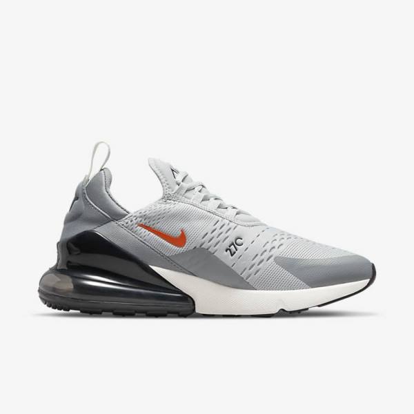 Grey / Orange Men's Nike Air Max 270 Sneakers | NK387RBK