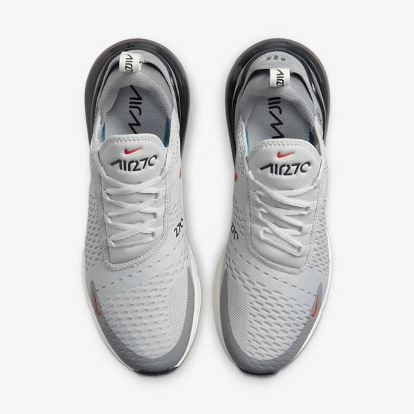 Grey / Orange Men's Nike Air Max 270 Sneakers | NK387RBK