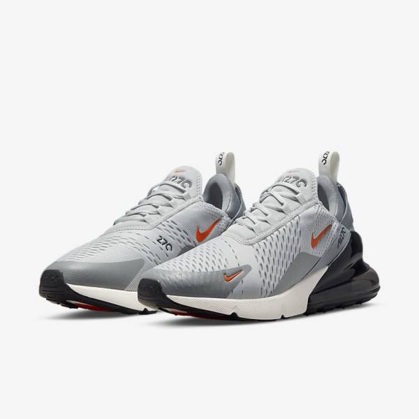 Grey / Orange Men's Nike Air Max 270 Sneakers | NK387RBK