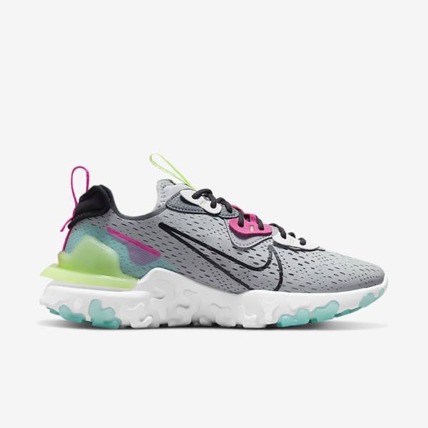 Grey / Pink / Black Women's Nike React Vision Sneakers | NK634YZN