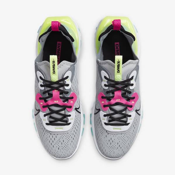 Grey / Pink / Black Women's Nike React Vision Sneakers | NK634YZN