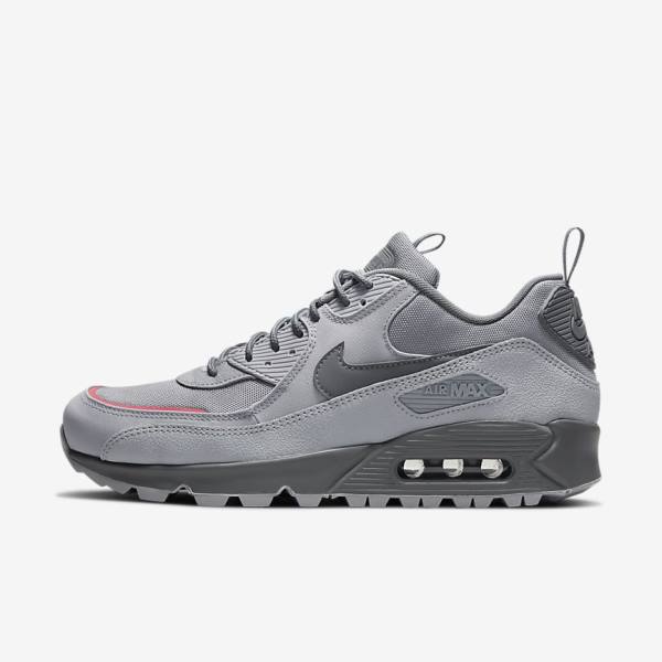 Grey / Pink Light Blue / Grey Men\'s Nike Air Max 90 Surplus Sneakers | NK265JCS