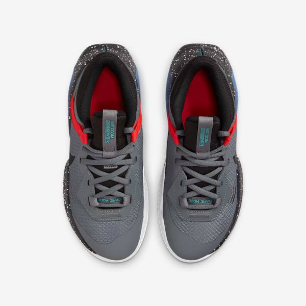 Grey / Red / Turquoise / Black Kids' Nike Air Zoom Crossover Older Basketball Shoes | NK981SUQ