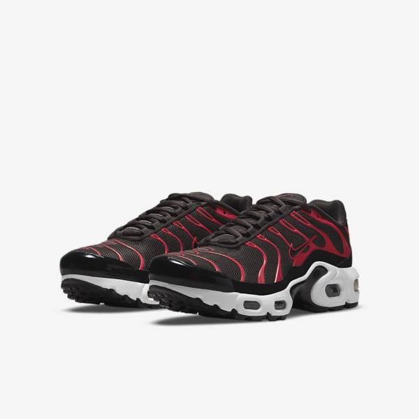 Grey / Red / White / Black Kids' Nike Air Max Plus Older Sneakers | NK526FVO