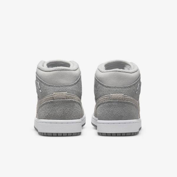 Grey / White / Grey Women's Nike Air Jordan 1 Mid SE Sneakers | NK476ONA