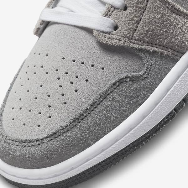 Grey / White / Grey Women's Nike Air Jordan 1 Mid SE Sneakers | NK476ONA