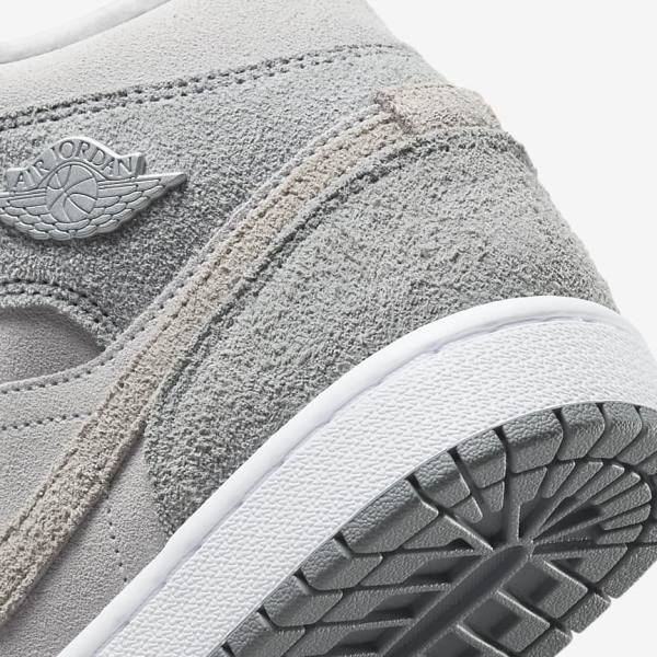 Grey / White / Grey Women's Nike Air Jordan 1 Mid SE Sneakers | NK476ONA