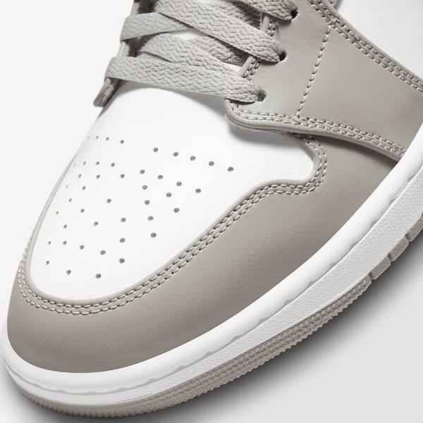 Grey / White / Light Beige Men's Nike Air Jordan 1 Mid Jordan Shoes | NK489NRE