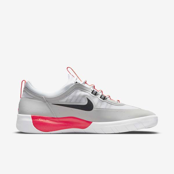 Grey / White / Light Red / Black Men's Nike SB Nyjah Free 2 Skate Shoes | NK408WZM