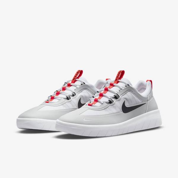 Grey / White / Light Red / Black Men's Nike SB Nyjah Free 2 Skate Shoes | NK408WZM