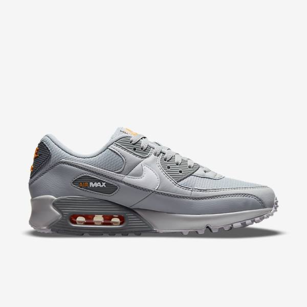 Grey / White Men's Nike Air Max 90 Sneakers | NK894PYH