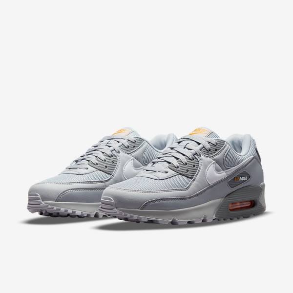 Grey / White Men's Nike Air Max 90 Sneakers | NK894PYH