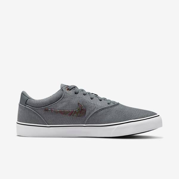 Grey / White Men's Nike SB Chron 2 Canvas Premium Skate Shoes | NK345FCK