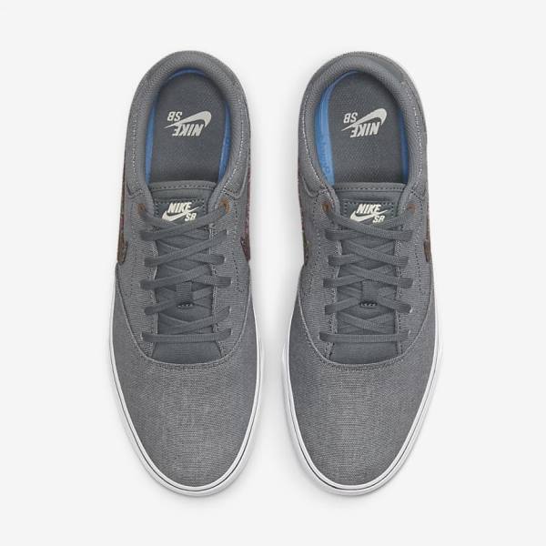 Grey / White Men's Nike SB Chron 2 Canvas Premium Skate Shoes | NK345FCK