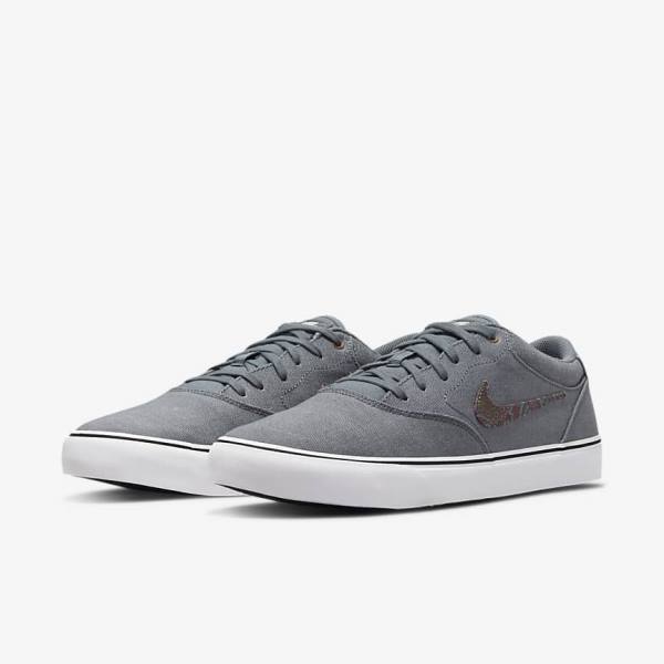 Grey / White Men's Nike SB Chron 2 Canvas Premium Skate Shoes | NK345FCK