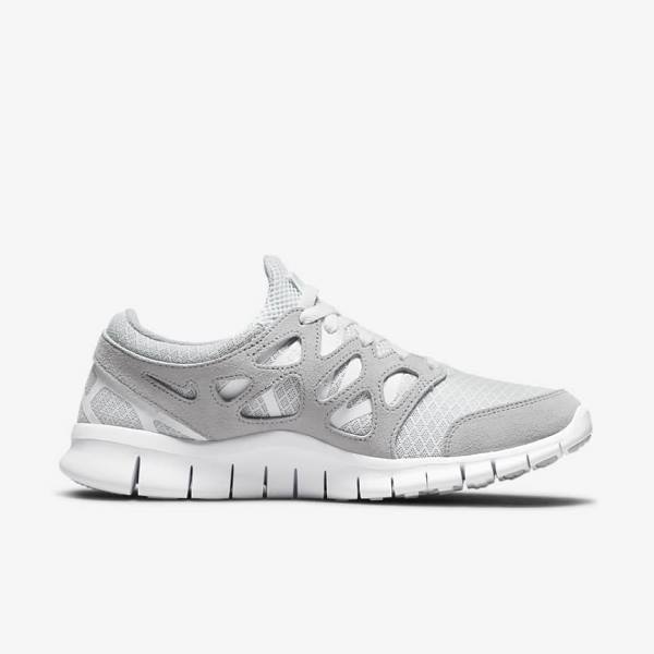 Grey / White / Platinum Men's Nike Free Run 2 Sneakers | NK148SEA