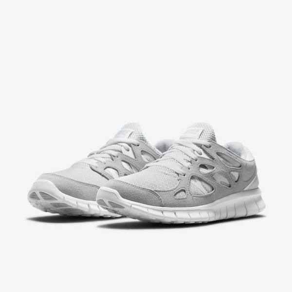 Grey / White / Platinum Men's Nike Free Run 2 Sneakers | NK148SEA