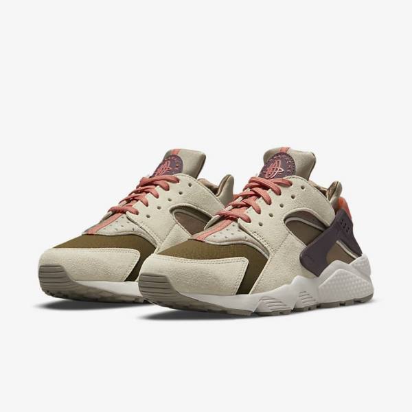 Khaki / Burgundy Women's Nike Air Huarache SP Sneakers | NK195PGA