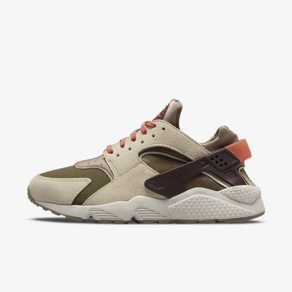 Khaki / Burgundy Women\'s Nike Air Huarache SP Sneakers | NK195PGA