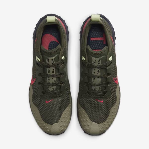 Khaki / Olive / Obsidian / Red Men's Nike Wildhorse 7 Trail Running Shoes | NK201YTK