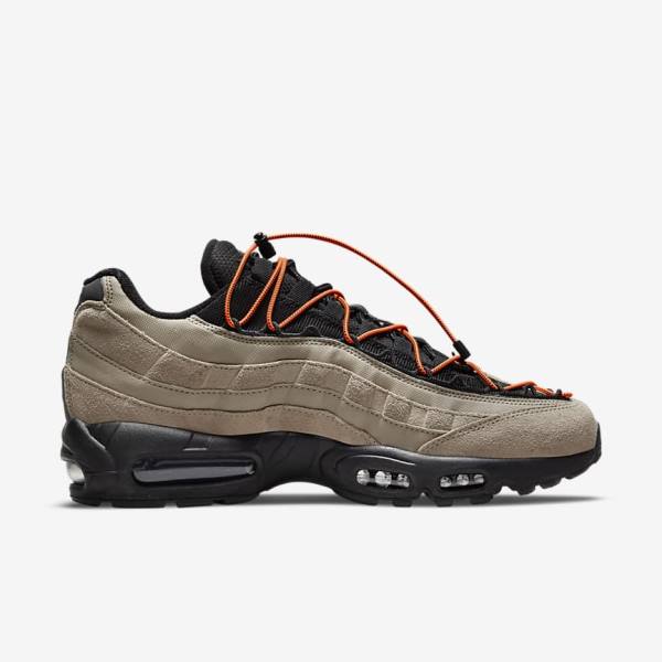 Khaki / Orange / Black Men's Nike Air Max 95 Sneakers | NK657VAP