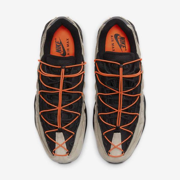 Khaki / Orange / Black Men's Nike Air Max 95 Sneakers | NK657VAP