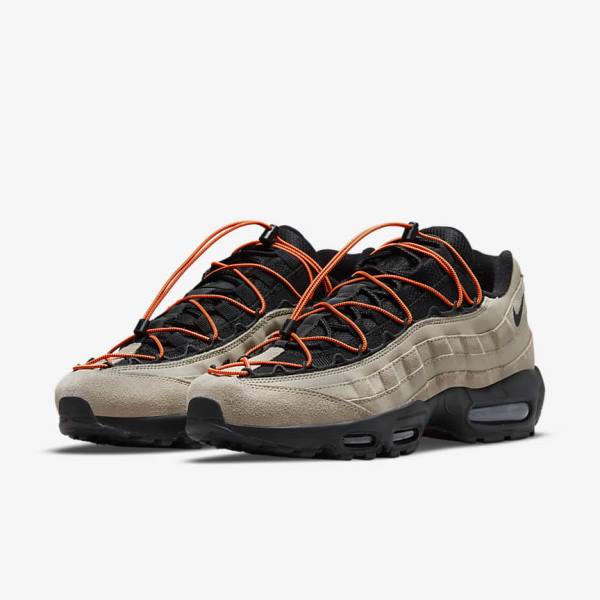 Khaki / Orange / Black Men's Nike Air Max 95 Sneakers | NK657VAP