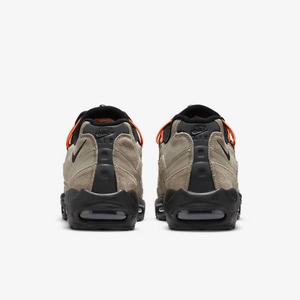 Khaki / Orange / Black Men's Nike Air Max 95 Sneakers | NK657VAP