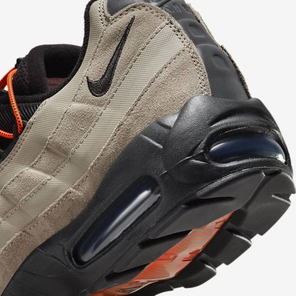 Khaki / Orange / Black Men's Nike Air Max 95 Sneakers | NK657VAP