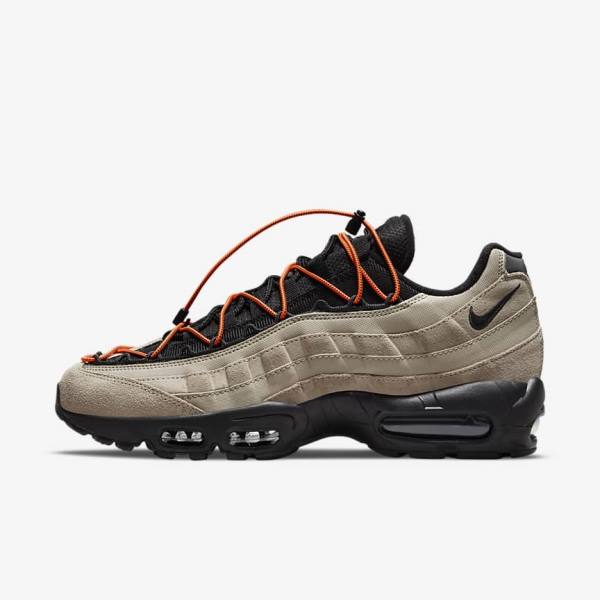 Khaki / Orange / Black Men\'s Nike Air Max 95 Sneakers | NK657VAP