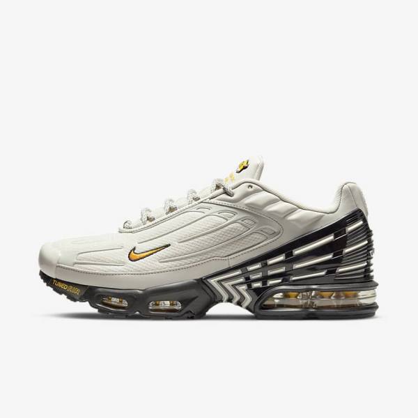 Light Beige / Black / Silver / Gold Men\'s Nike Air Max Plus 3 Sneakers | NK786DHG