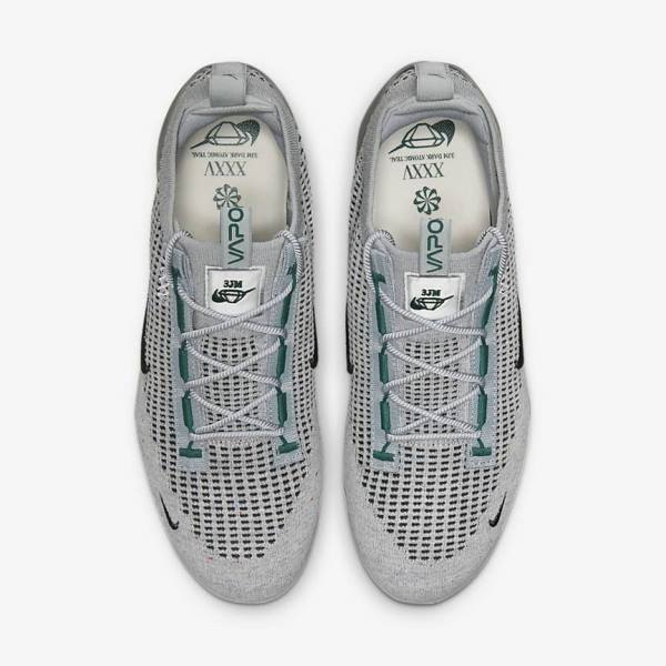 Light Beige / Metal Silver / Dark Turquoise Men's Nike Air VaporMax 2021 FK SE Sneakers | NK781EYG