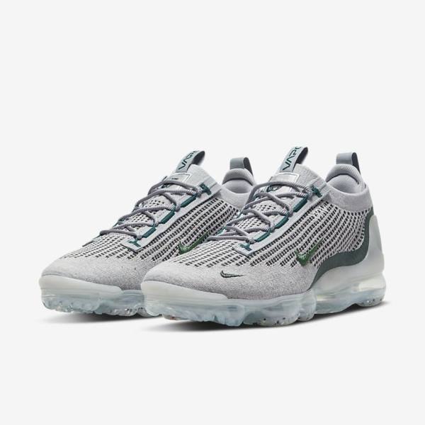 Light Beige / Metal Silver / Dark Turquoise Men's Nike Air VaporMax 2021 FK SE Sneakers | NK781EYG