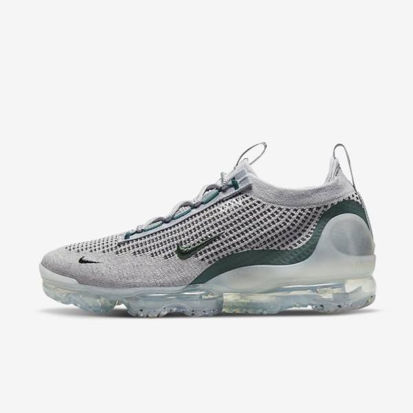 Light Beige / Metal Silver / Dark Turquoise Men\'s Nike Air VaporMax 2021 FK SE Sneakers | NK781EYG