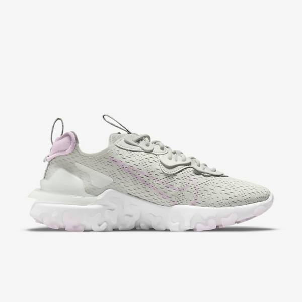 Light Beige / White / Pink Women's Nike React Vision Sneakers | NK041VDT