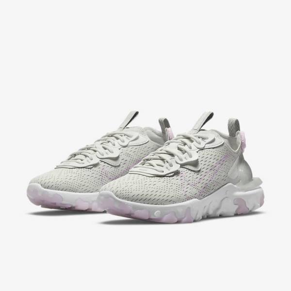 Light Beige / White / Pink Women's Nike React Vision Sneakers | NK041VDT