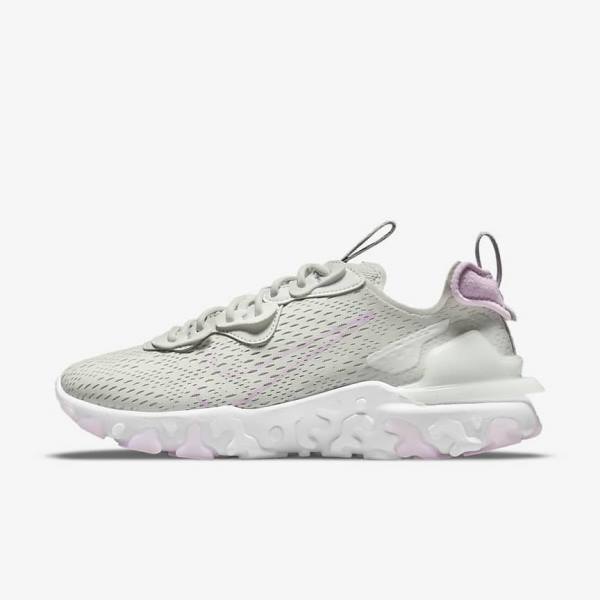 Light Beige / White / Pink Women\'s Nike React Vision Sneakers | NK041VDT