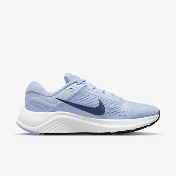 Light Blue / White / Navy / Navy Women's Nike Air Zoom Structure 24 Road Running Shoes | NK812DQL