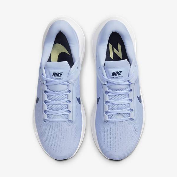 Light Blue / White / Navy / Navy Women's Nike Air Zoom Structure 24 Road Running Shoes | NK812DQL