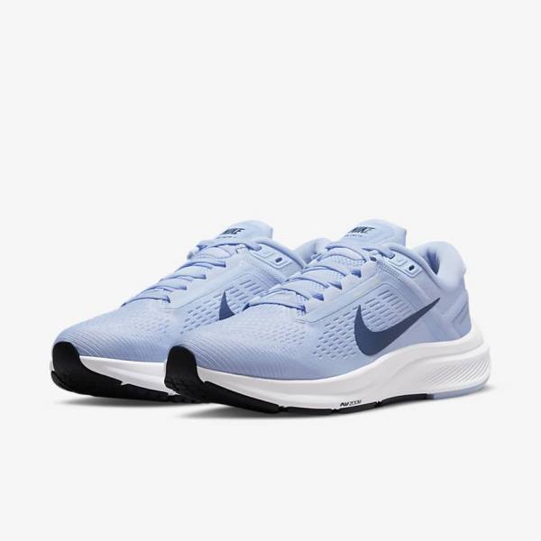 Light Blue / White / Navy / Navy Women's Nike Air Zoom Structure 24 Road Running Shoes | NK812DQL