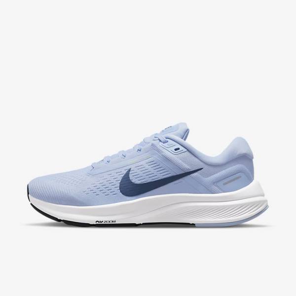 Light Blue / White / Navy / Navy Women\'s Nike Air Zoom Structure 24 Road Running Shoes | NK812DQL