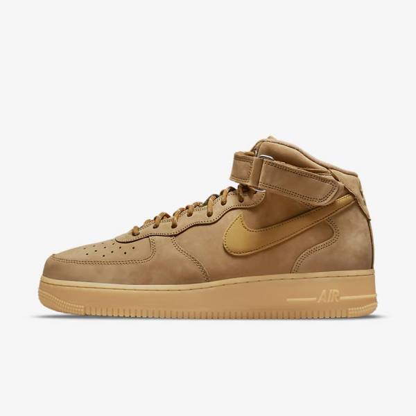 Light Brown / Black Men\'s Nike Air Force 1 Mid 07 Sneakers | NK943DSH